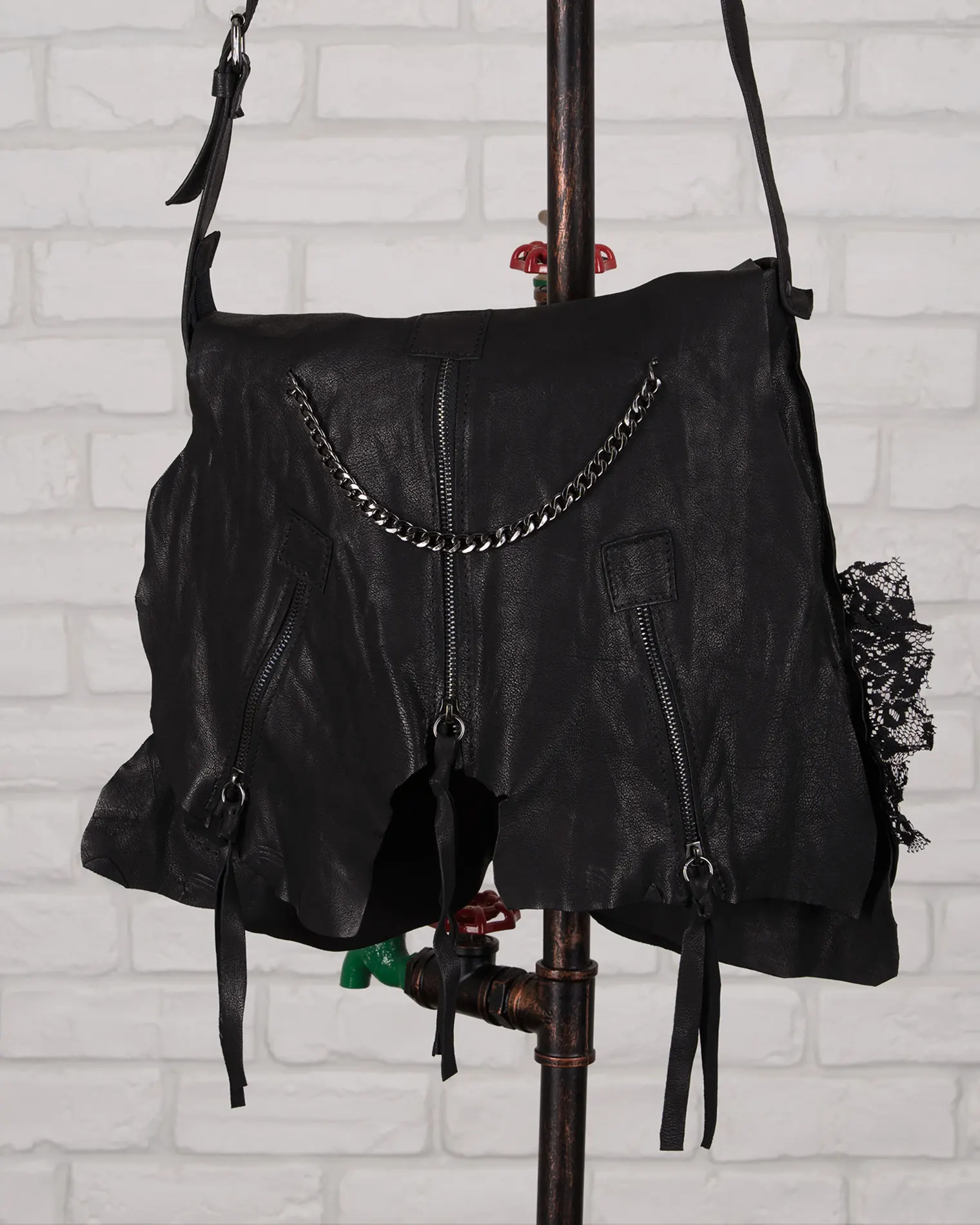 Geantă cu lanț și dantelă Sensual, Negru Culoare