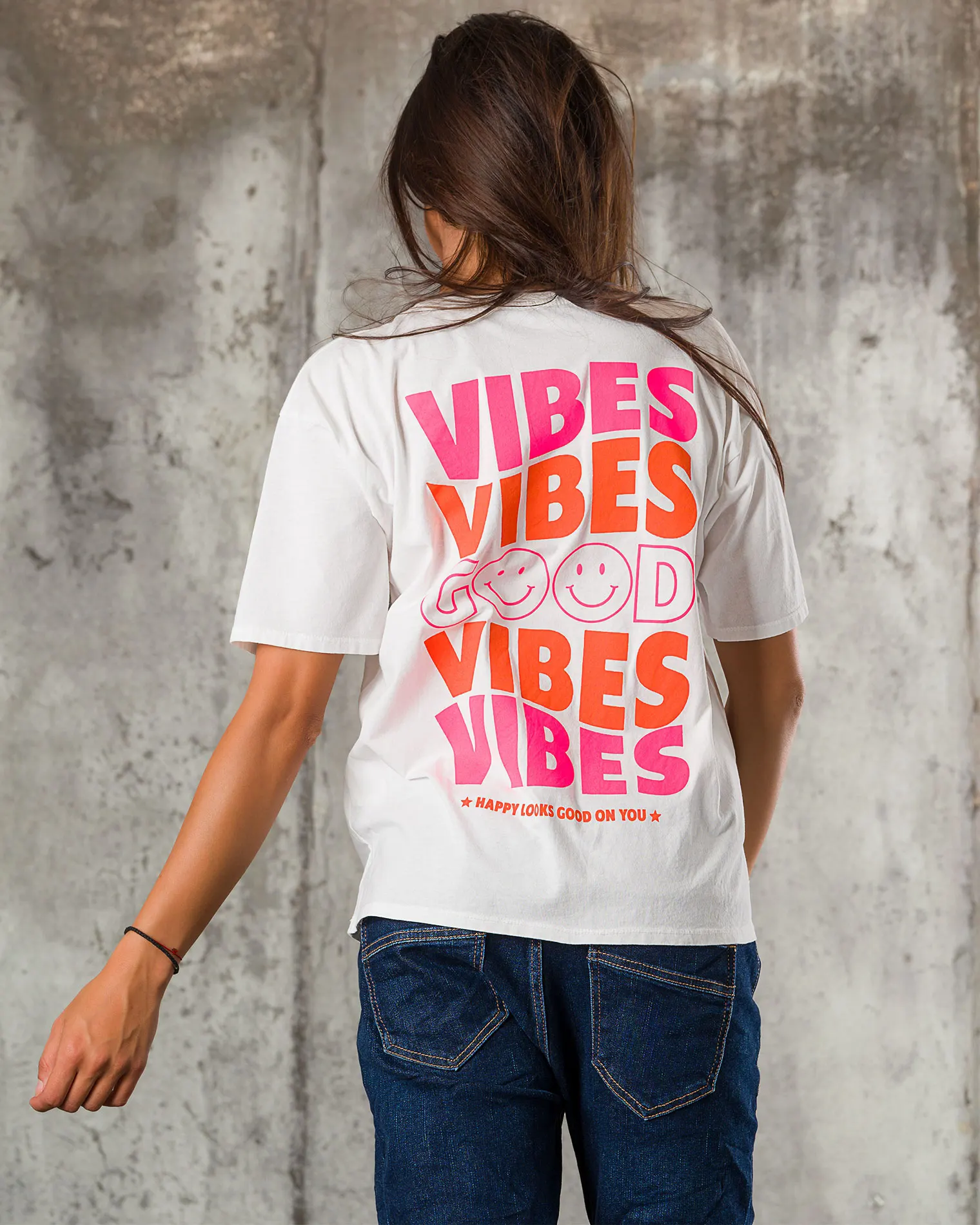 Tricou Just Vibes, Culoare alb