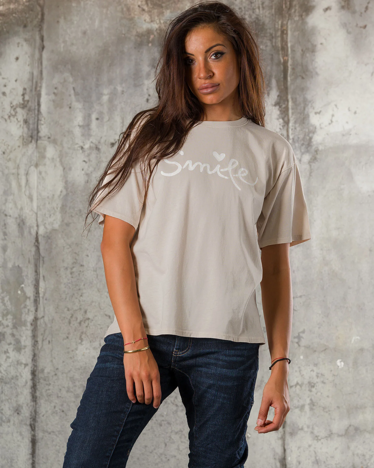 Tricou Smile, Culoare taupe