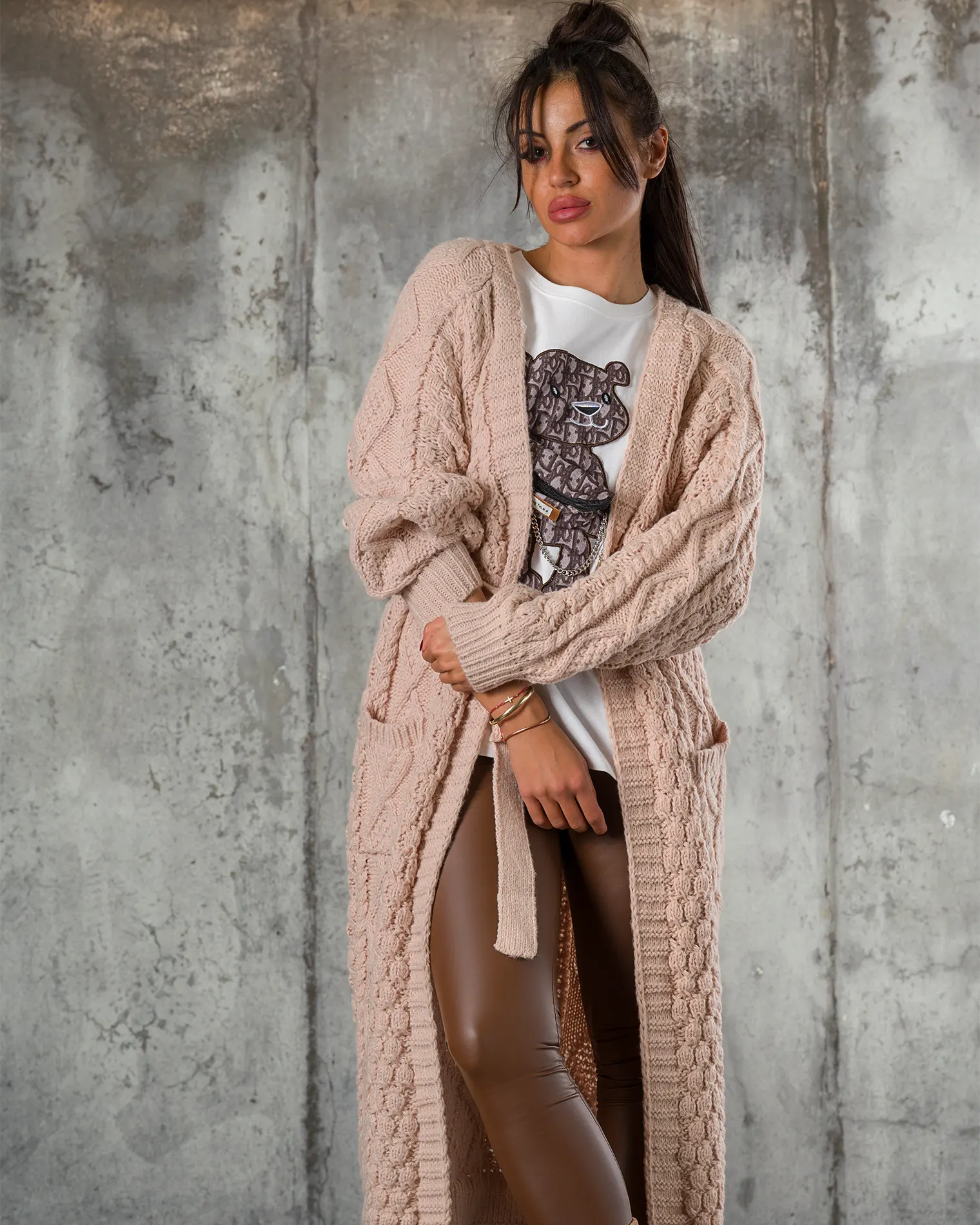 Cardigan Cozy Days, Culoare taupe