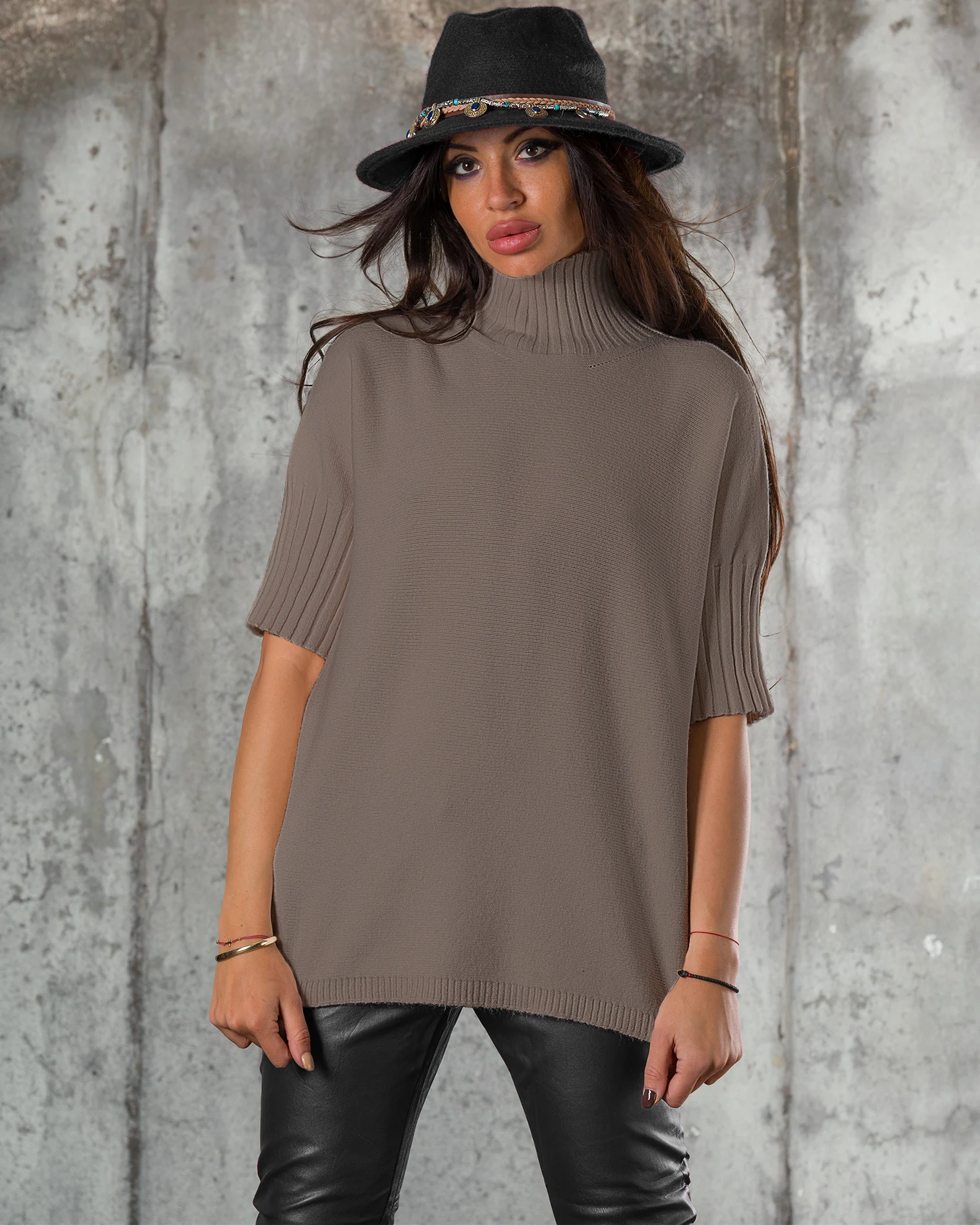 Pulover Warm Inside, Taupe inchis