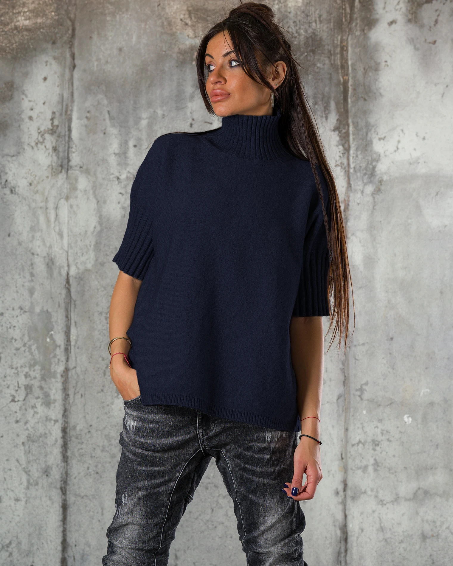 Pulover Warm Inside,Albastru inchis