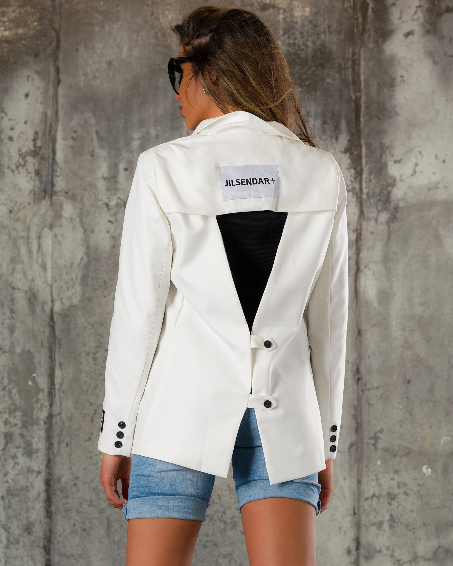 Sacou extravagant Feel It, Alb culoare