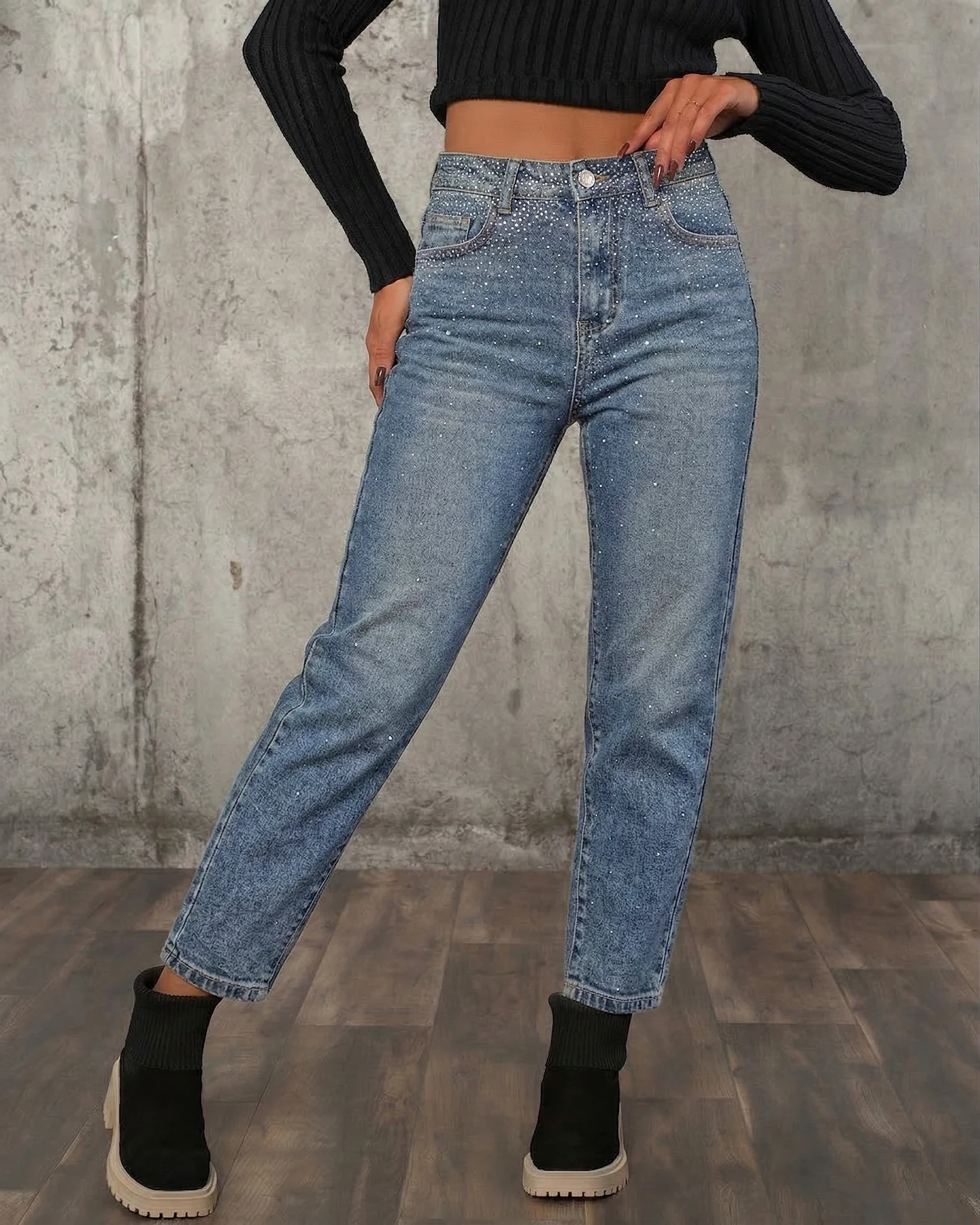 Дънки с камъчета Motion, Светлосин Цвят