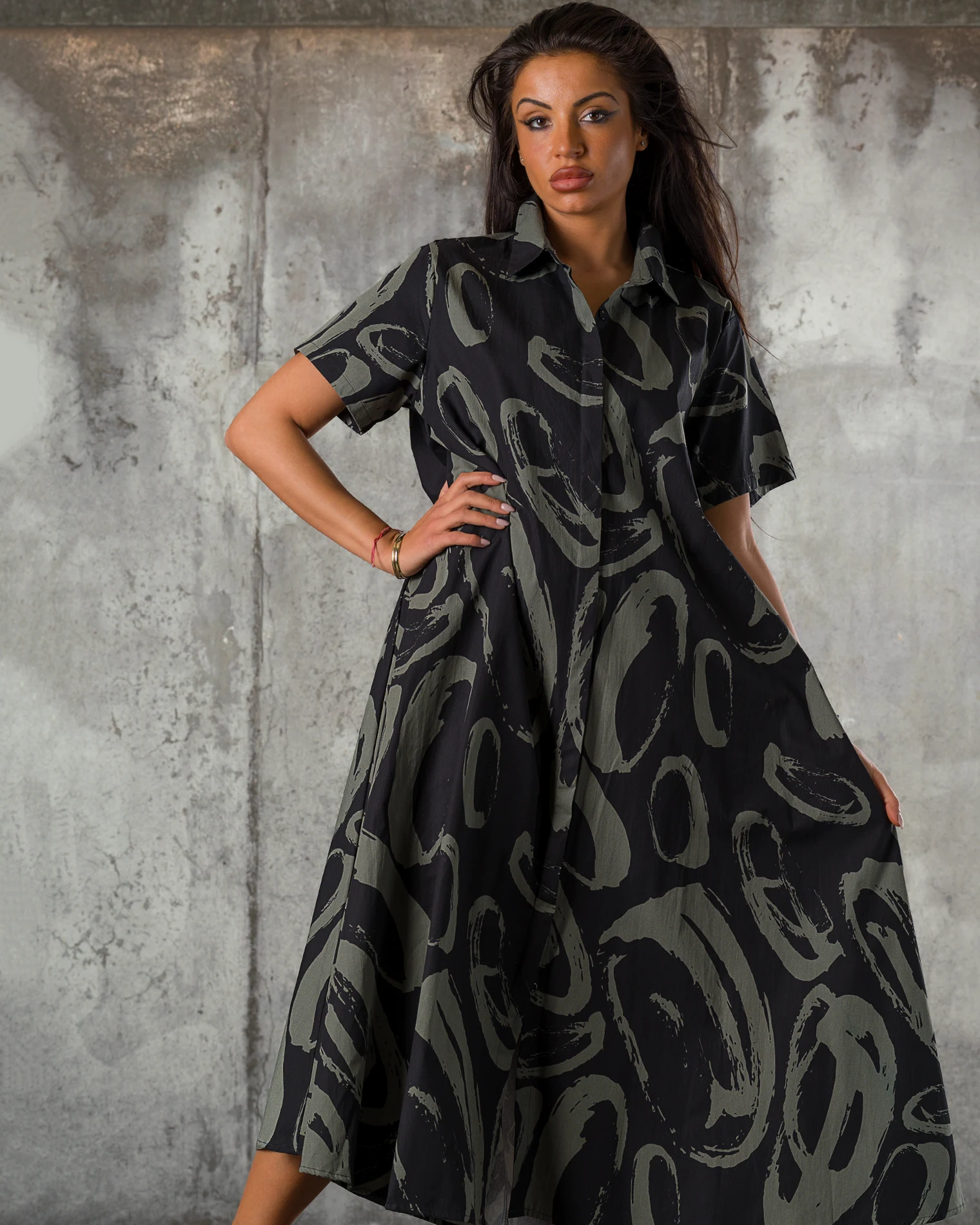 Rochie Monique, Negru/Military