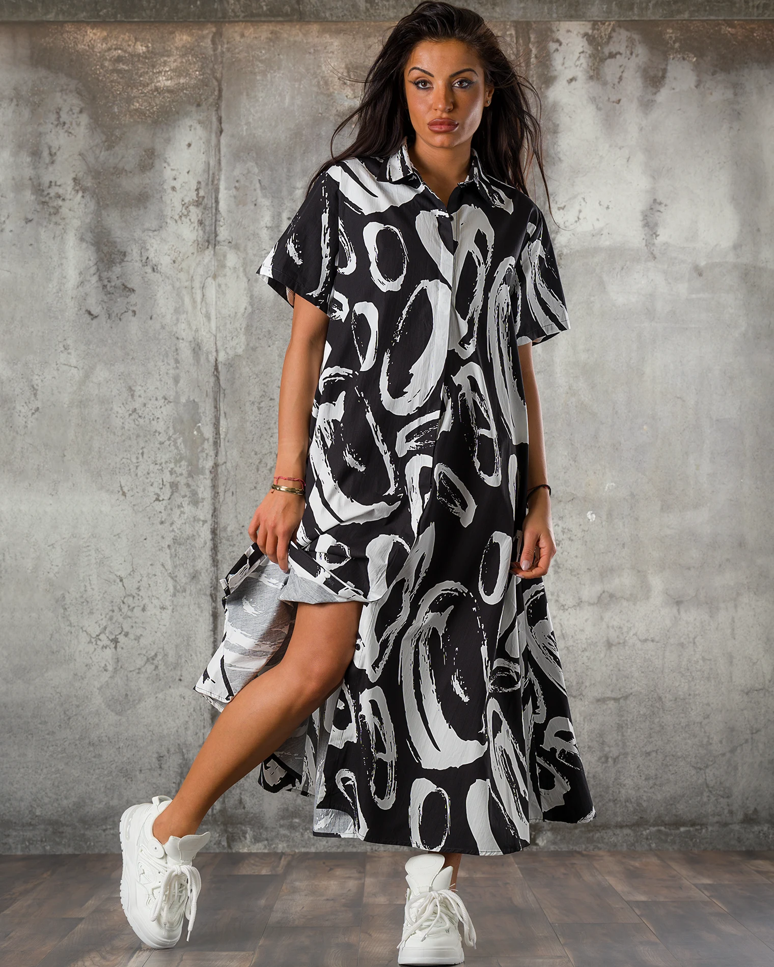 Rochie Monique, Negru/Alb