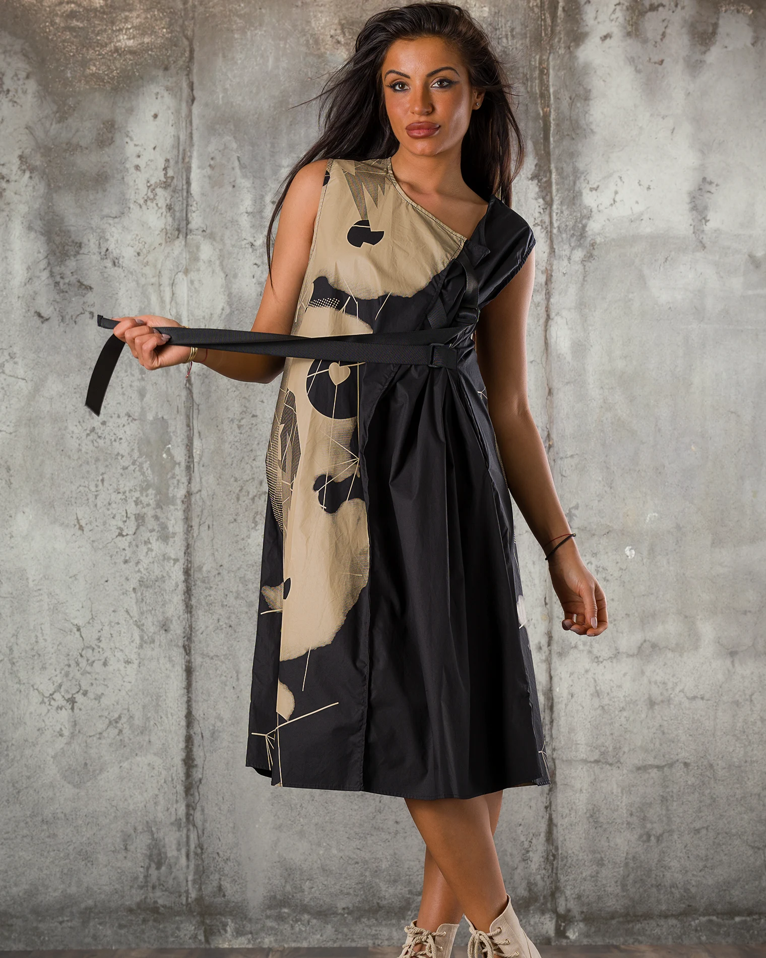 Rochie Gloria, Negru/Taupe