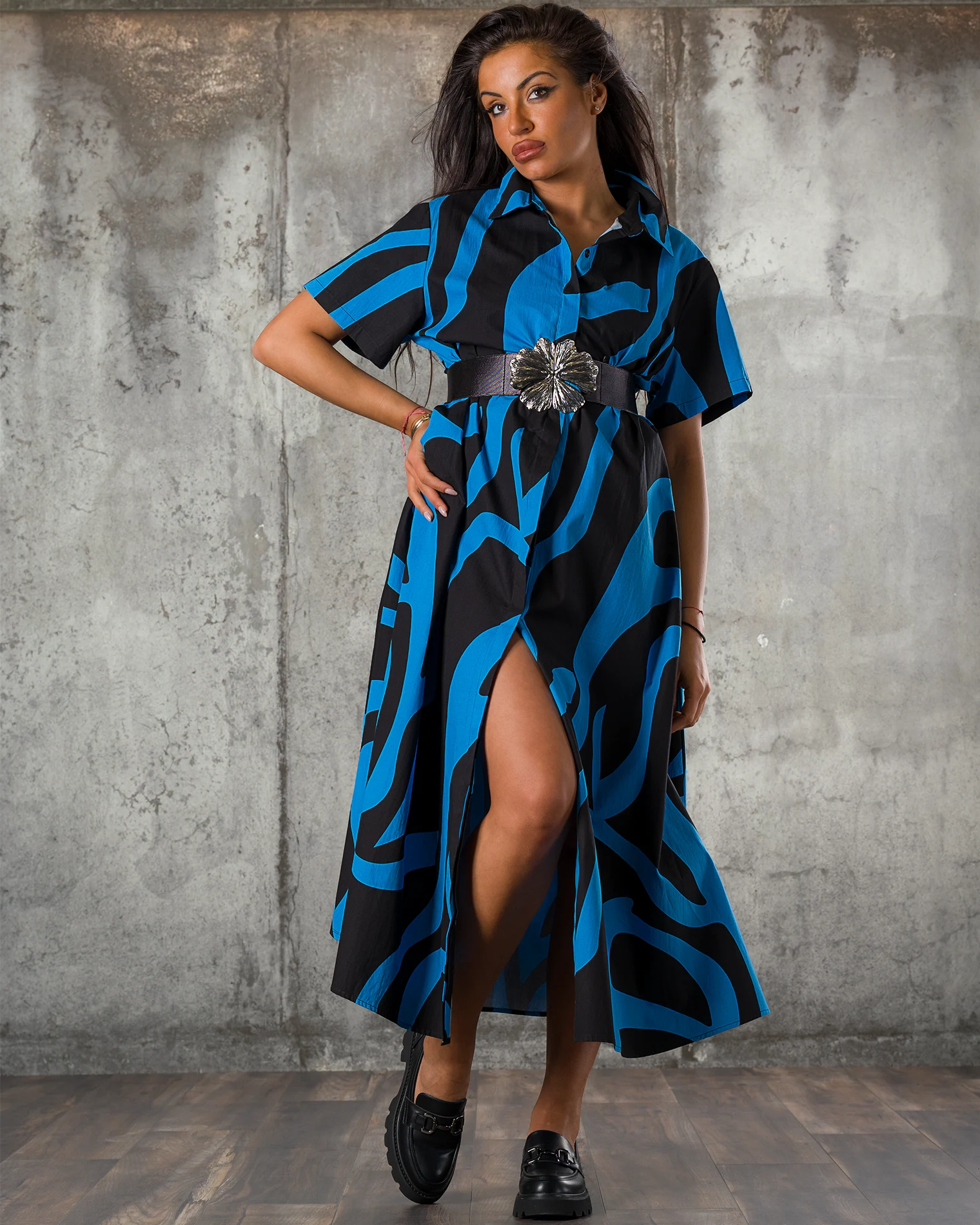 Rochie Good Luck, Negru/Albastru