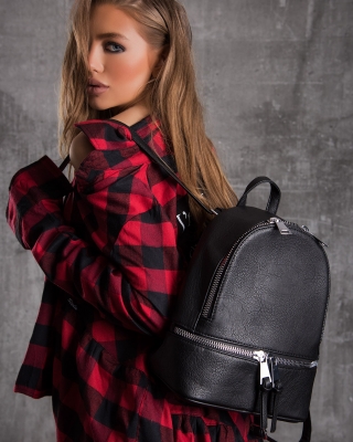 Rucsac cu fermoare Baddie, Negru Culoare