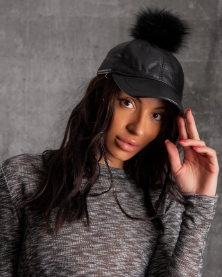 Șapcă cu pompon Concord, Negru Culoare