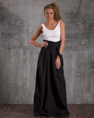 Fustă lungă cu talie înaltă și bretele Moonstone, Negru Culoare