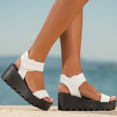 Sandale din piele Venice, Alb Culoare