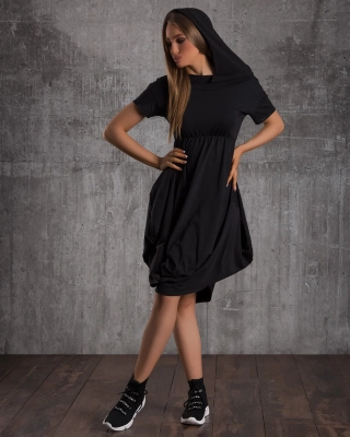 Rochie balon cu glugă Sombra, Negru Culoare