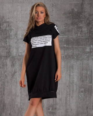 Rochie cu glugă Old School, Negru Culoare