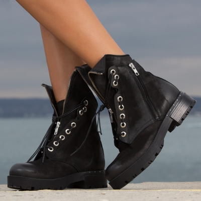 Bocanci piele Sphere, Negru Culoare