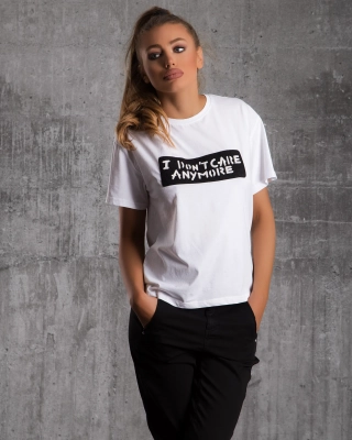 Tricou I Don't Care, Alb Culoare