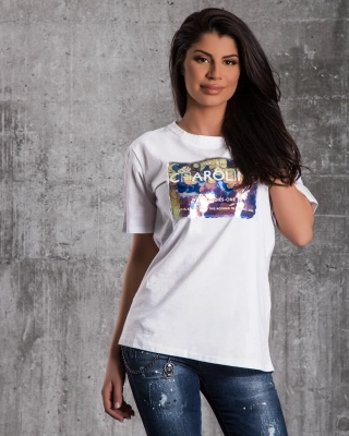 Tricou cu paiete Caroline, Alb Culoare