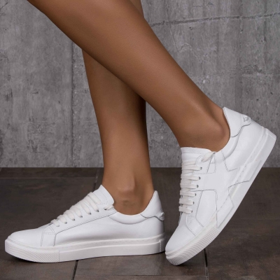 Adidasi cu accent din piele Expose, Alb Culoare