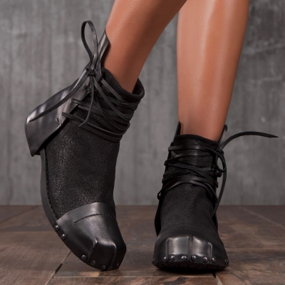 Bocanci din piele naturală Amber, Negru Culoare 35