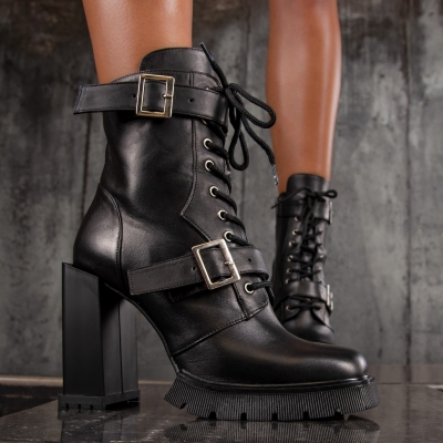 Botine cu toc In The Zone, Negru Culoare