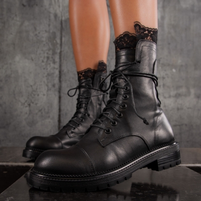 Bocanci cu dantelă Diamond, Negru Culoare