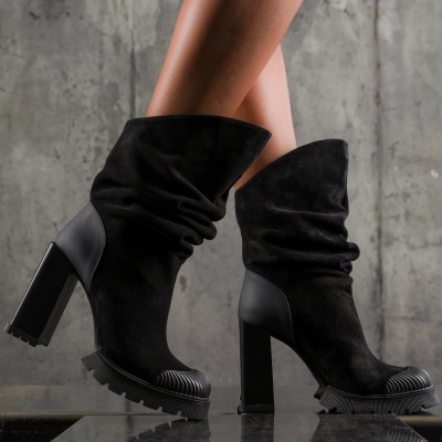 Botine cu toc Around, Culoare negru