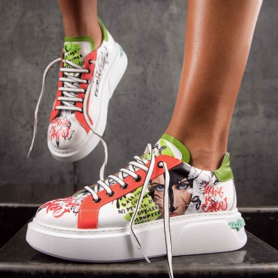 Adidași cu print Brainstorm, Alb Culoare