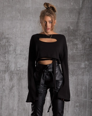 Top scurt Seduction, Negru Culoare