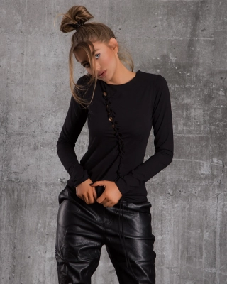 Bluză mulată Virgo, Negru Culoare