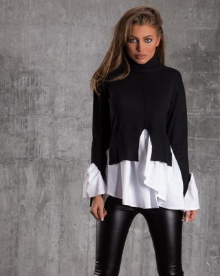 Bluză cu efect cămașă Pleasure, Alb Culoare