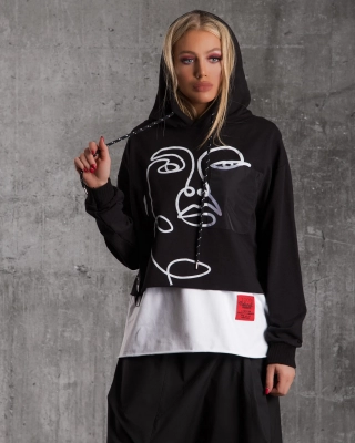 Bluză cu glugă Agility, Negru Culoare