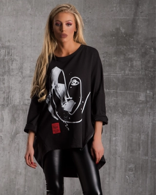 Bluză cu imprimeu Мagnolia, Negru Culoare