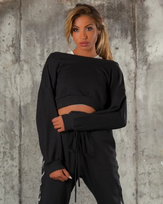 Sweatshirt scurt Benefit, Negru Culoare