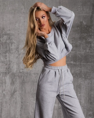 Sweatshirt scurt Benefit, Gri Culoare