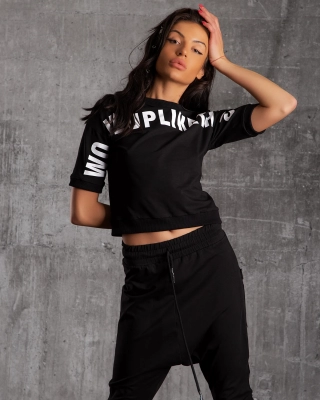 Bluză Woke Up Like This, Negru Culoare