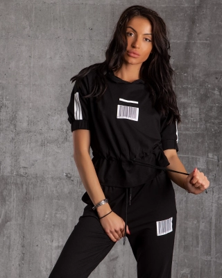 Bluză cu glugă Label, Negru Culoare M черен