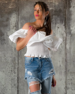 Bluză La Fama, Alb culoare