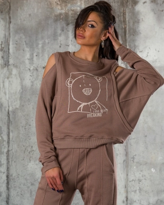 Bluza Long Beach, Culoare taupe inchis