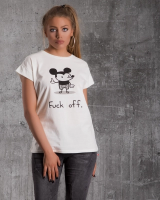 Tricou Bad Mickey, Ecru Culoare