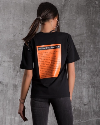 Tricou cu print No BS, Negru Culoare