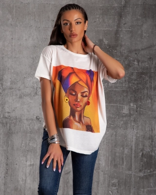 Tricou Ethno, Alb Culoare