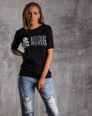 Tricou Make You Happy, Negru Culoare