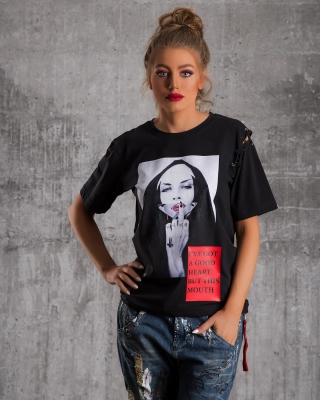 Tricou Good At Heart, Negru Culoare