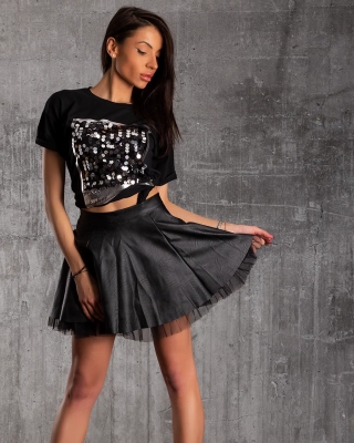 Tricou cu paiete Beautiful Day, Negru Culoare