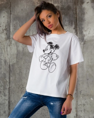 Tricou Hey, Mickey! Alb culoare