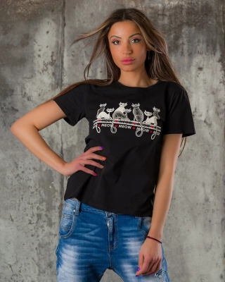 Tricou Feline, Negru culoare