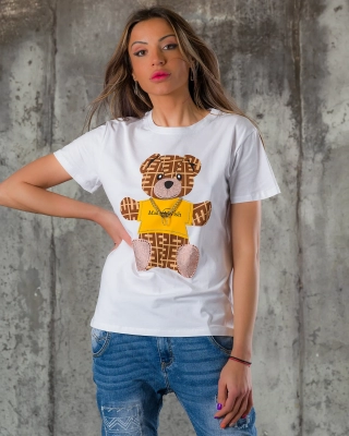 Tricou cu pietricel Alaia, Alb culoare