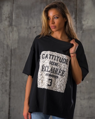 Tricou Cattitude, Negru culoare