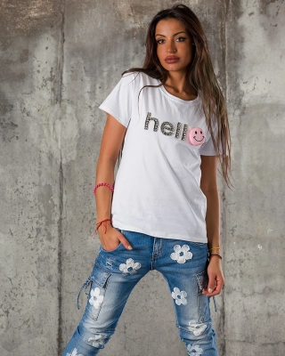 Tricou Hello, Alb culoare