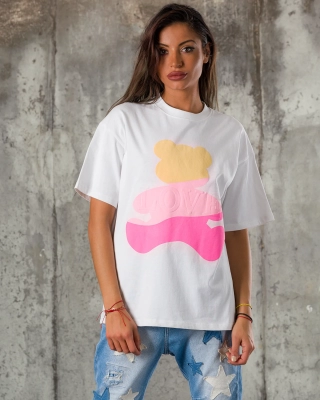 Tricou 3D Love, Alb culoare